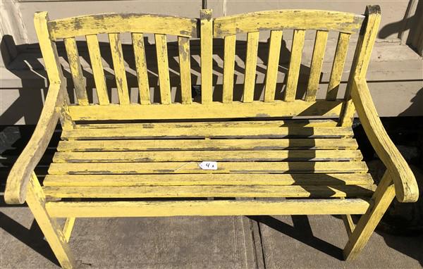 Teak Bench in Yellow Paint (1 of 1)