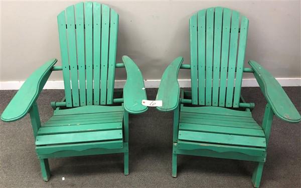 Pr. of Green Folding Adirondack Chairs (1 of 4)