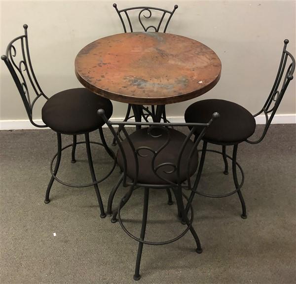 Iron 5 Pc. Hightop Patio Set- Coppertop 30" round 38"h (1 of 5)