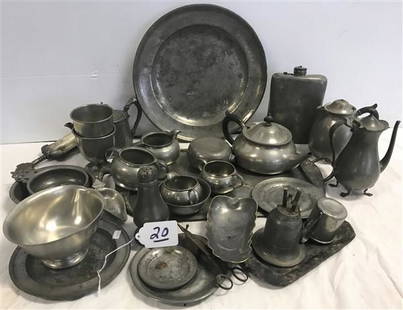 Generous Lot of Antique Pewter: Generous Lot of Antique Pewter