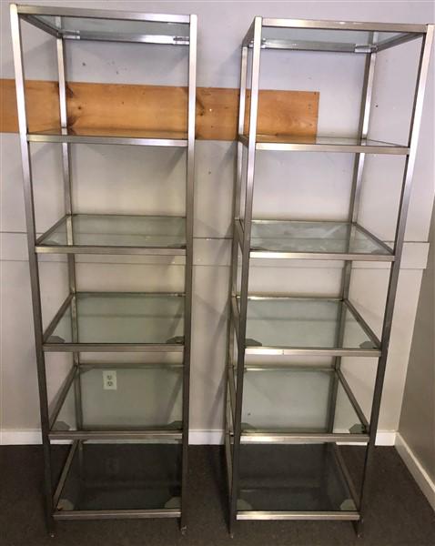 Pr. of 84" Aluminum and Glass 6 Tier Shelves (1 of 5)