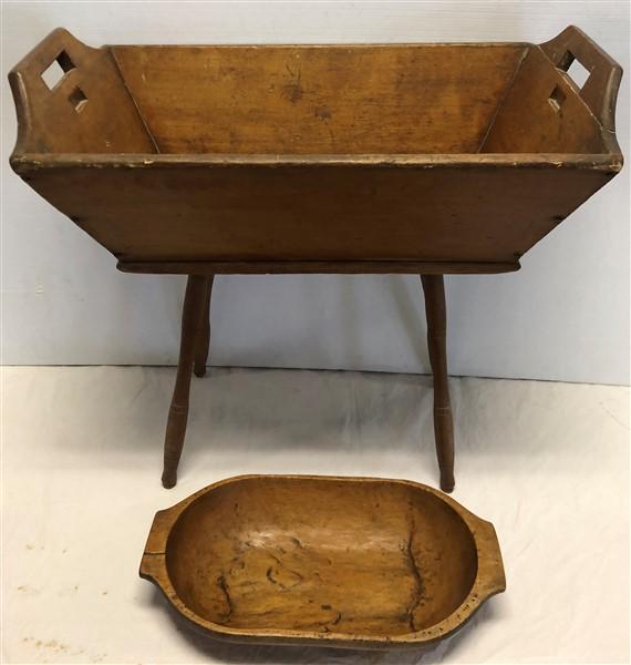 Early Dough Box on Stand and Primitive Trencher (1 of 8)