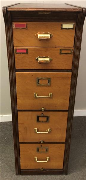 Oak 5 Drawer File Cabinet 18"w x 28"d x 54"h (1 of 6)