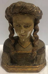 12"h 19th Cent. Gesso Bust: 12"h 19th Cent. Gesso Bust