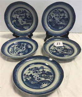 Five 10" Antique Canton Bowls: Five 10" Antique Canton Bowls