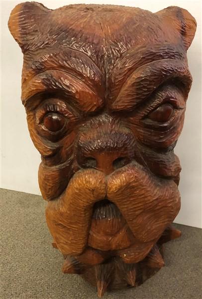 31" Carved Wooden Bulldog (1 of 6)