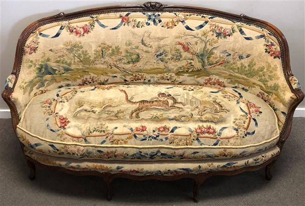 French 19th Cent. Walnut Tapestry Sofa (1 of 12)