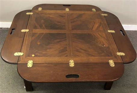 Mahogany Butlers Tray Low Table 34"sq x 17"h closed: Mahogany Butlers Tray Low Table 34"sq x 17"h closed