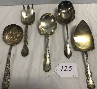 5 Lovely Sterling Serving Pcs- Kirk & Sons, and other: 5 Lovely Sterling Serving Pcs- Kirk & Sons, and other Approx. 15 Troy