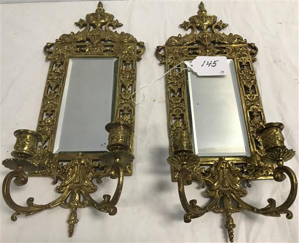 Pr. 19.5" Bronze Mirrored Sconces with Dolphin (1 of 3)