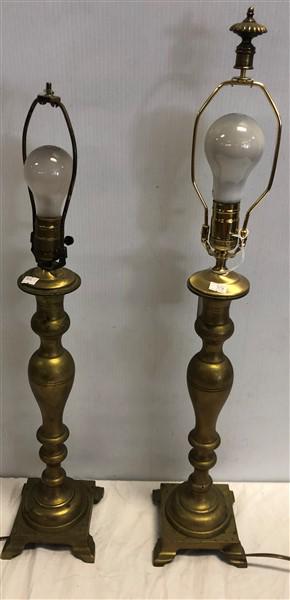 2 Brass Candlestick Lamps 19"h (1 of 3)