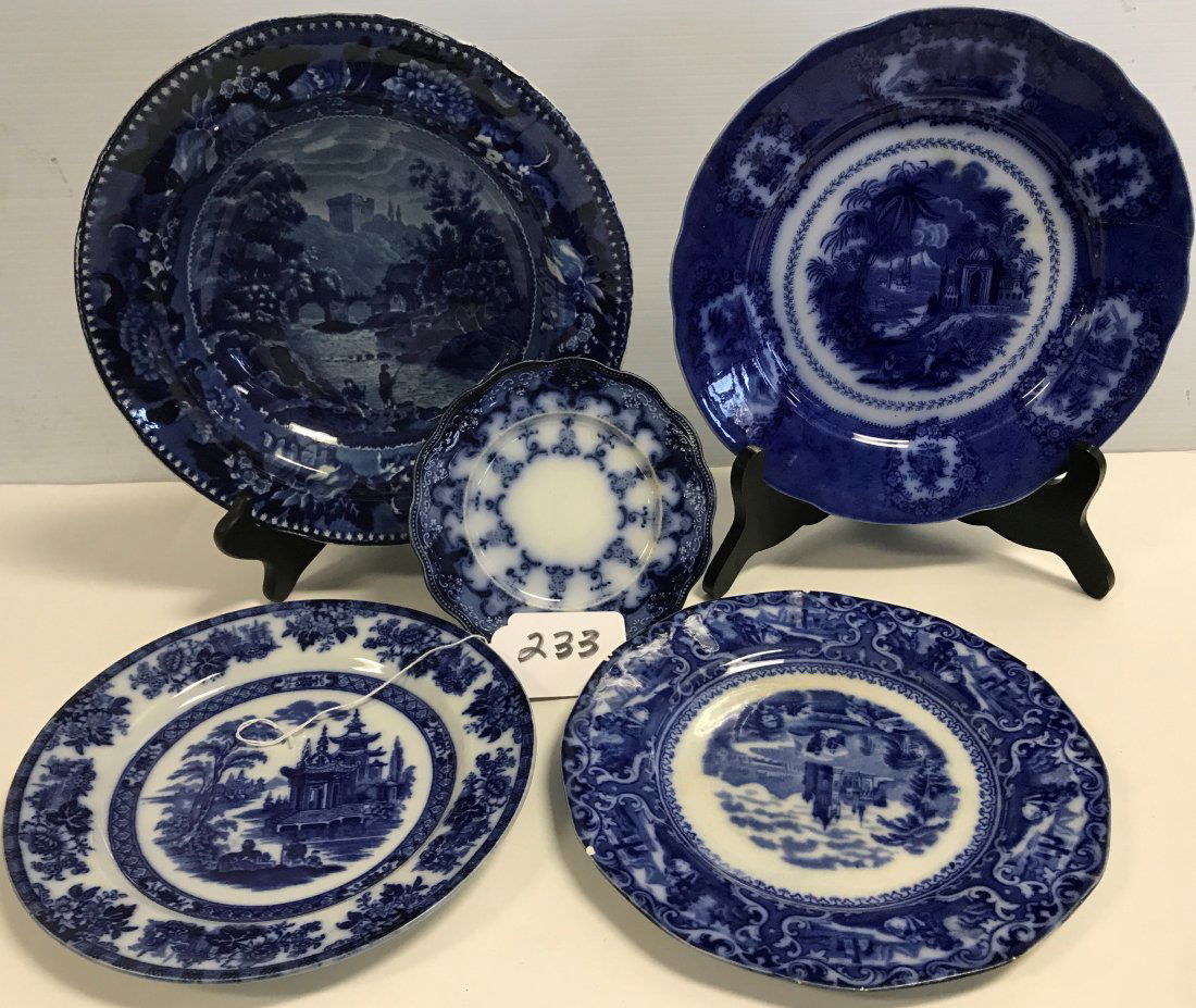 5 Pcs. of Early Flow Blue "As Is" (1 of 3)