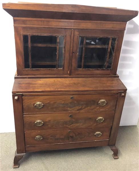 2 Pt. Mahogany Secretary Desk 39"x18"x58"h: 2 Pt. Mahogany Secretary Desk 39"x18"x58"h