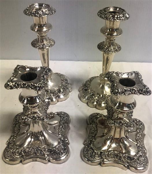 2 Pr. of Victorian Silver Plate Candlesticks 7.5" & 6" (1 of 7)