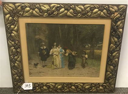 Hand Colored Victorian Print 24"x28": Hand Colored Victorian Print 24"x28"