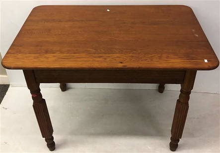 Whistle Clean 42" Oak Kitchen Table ca. 1900: Whistle Clean 42" Oak Kitchen Table ca. 1900