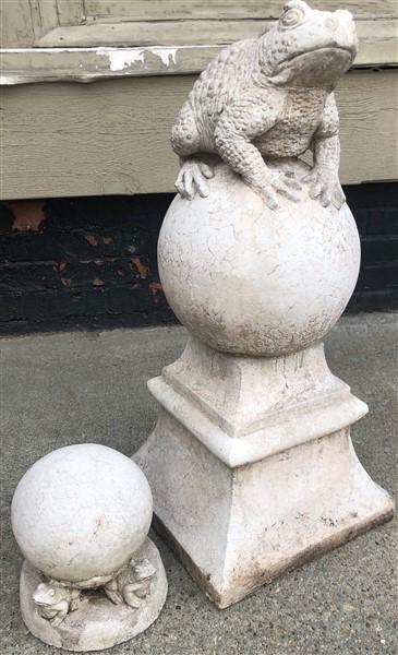 2 Frog Themed Concrete Garden Items (1 of 8)