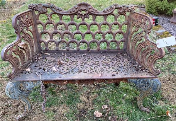 Cast Iron Bench: Cast Iron Bench 46" x 21" x 33.5"h, this is at the widest extremities including the legs