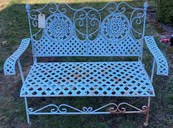 Decorative Wrought Iron Folding Bench (1 of 4)