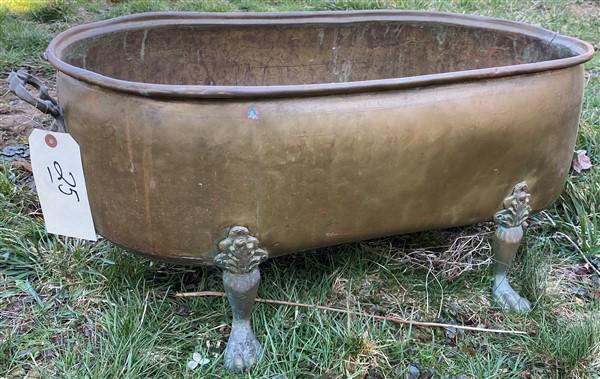 English Footed 2 Handle Brass Bucket (1 of 4)