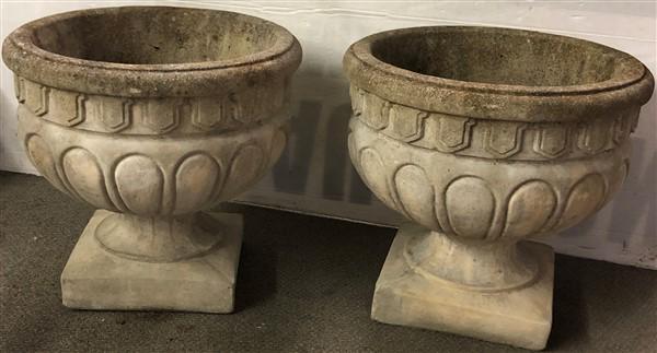 Pair of Large Concrete Planters Approx. 21" in diameter (1 of 4)