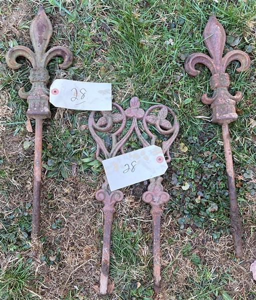 2 Iron Gate Finials and 3 Garden Markers (1 of 2)