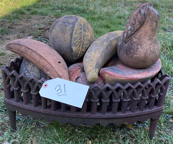 Iron Grate with Terra Cotta Fruit (1 of 4)