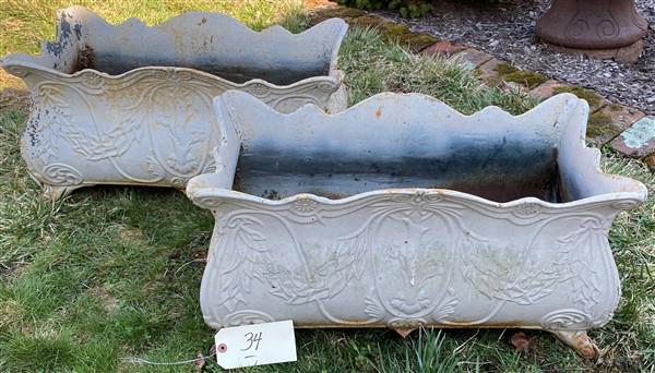 Pr Cast Iron Scalloped Top Cast Iron Planters (1 of 3)