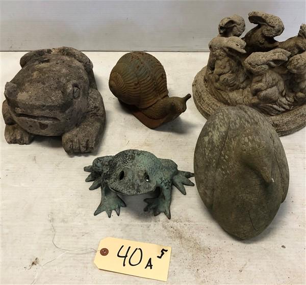 5 Garden Animals Wood, Stone, Cast Iron (1 of 7)