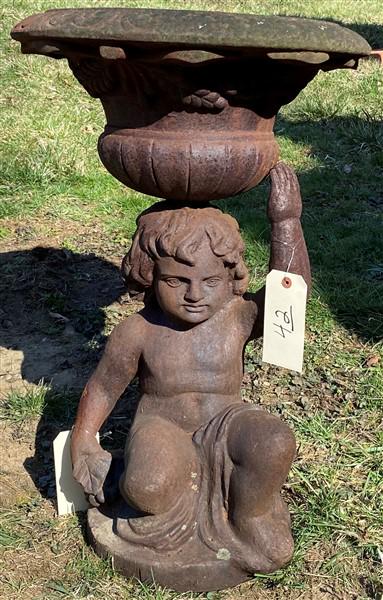 Cast Iron 2 Part Planter w/Putti Base (1 of 4)