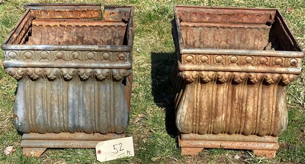 Pr of Square Cast Iron Planters (1 of 3)