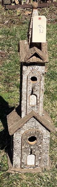 Folk Art Birch Bark BirdHouse (1 of 3)