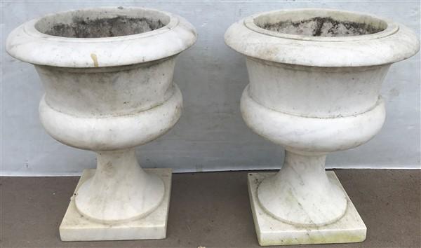 Exceptional Pr of 2 Part Marble Urns (1 of 2)