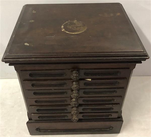 6 Drawer Walnut Victorian Spool Cabinet (1 of 5)