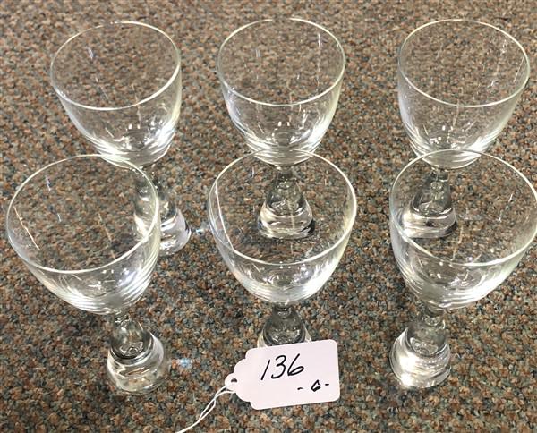 Six 6" Crystal Steuben Wine Glasses: Six 6" Crystal Steuben Wine Glasses