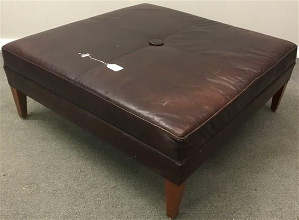 Stickley Furniture Oversize Leather Ottoman 42": Stickley Furniture Oversize Leather Ottoman 42" Square