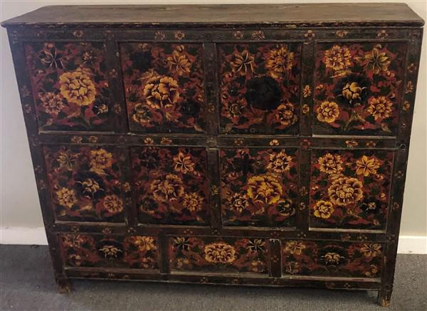 Tibetan Paint Decorated Cabinet 56"w x 15"d x 47"h (1 of 3)