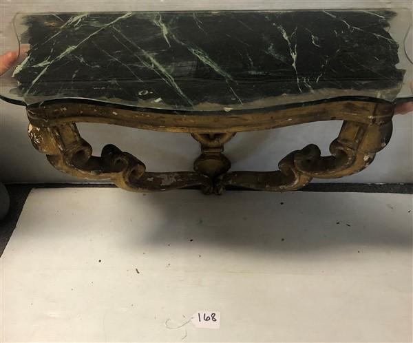19th Cent Gild Console w/ Glass Marbleized Top (1 of 3)