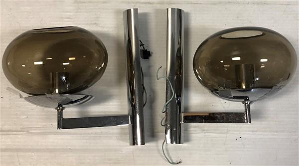 Pr. of chrome and smoked glass sconces       9w" x 9"h (1 of 4)