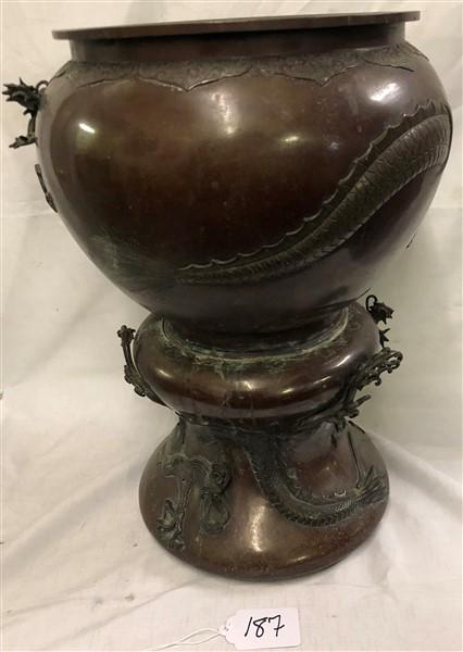 Oriental Bronze Vase and Stand (1 of 5)