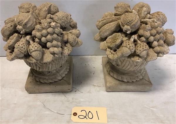 Pr. of 12.5" Concrete "Baskets of Fruit" (1 of 3)