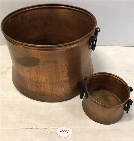 2 Piece Copper Pot Lot       21"w x 13.5"h, 8.5"x5.5" (1 of 6)