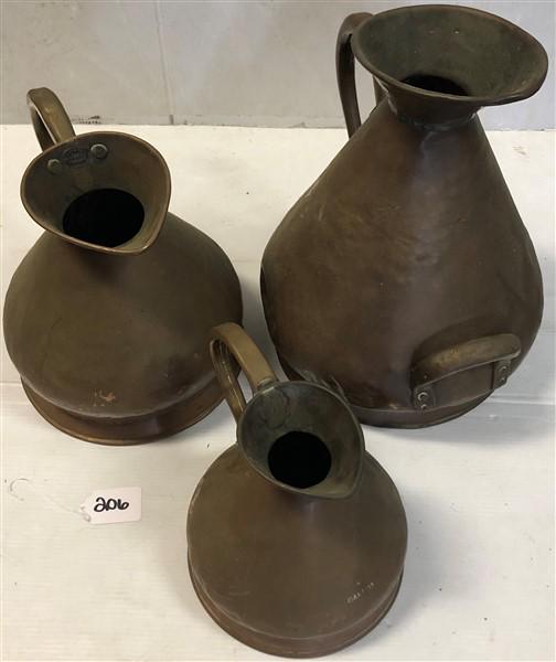 3 Copper Vessels       Tallest 19"h (1 of 5)