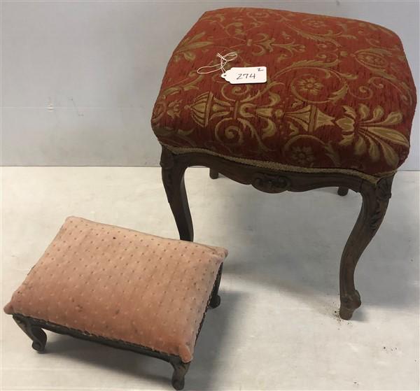 2 french walnut stools, tallest 19"h (1 of 4)