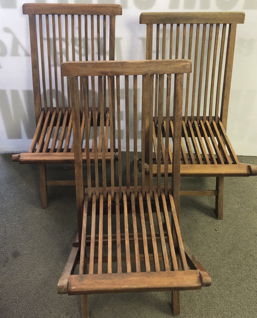 3 Teak Folding Chairs (1 of 6)