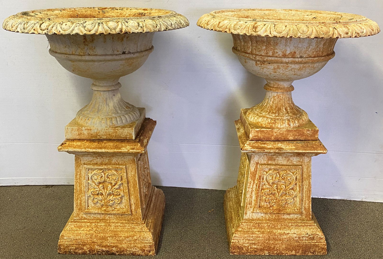Pr. of 2 part Cast Iron Urns (1 of 6)