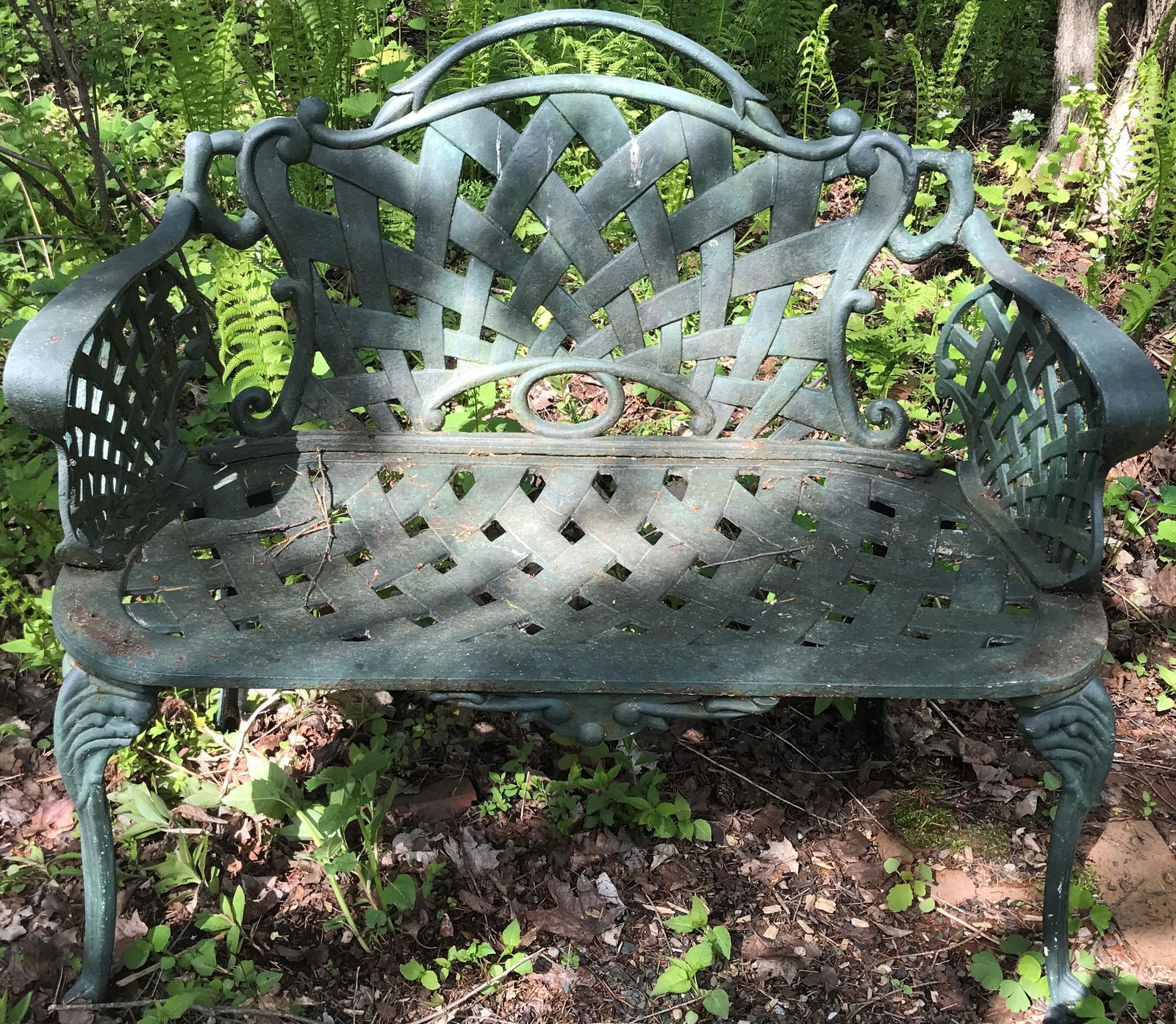 35.5" Turn of The Cent. Cast Iron Bench: 35.5" Turn of The Cent. Cast Iron Bench 17.5"d x 32.5"h back 16.5"h seat