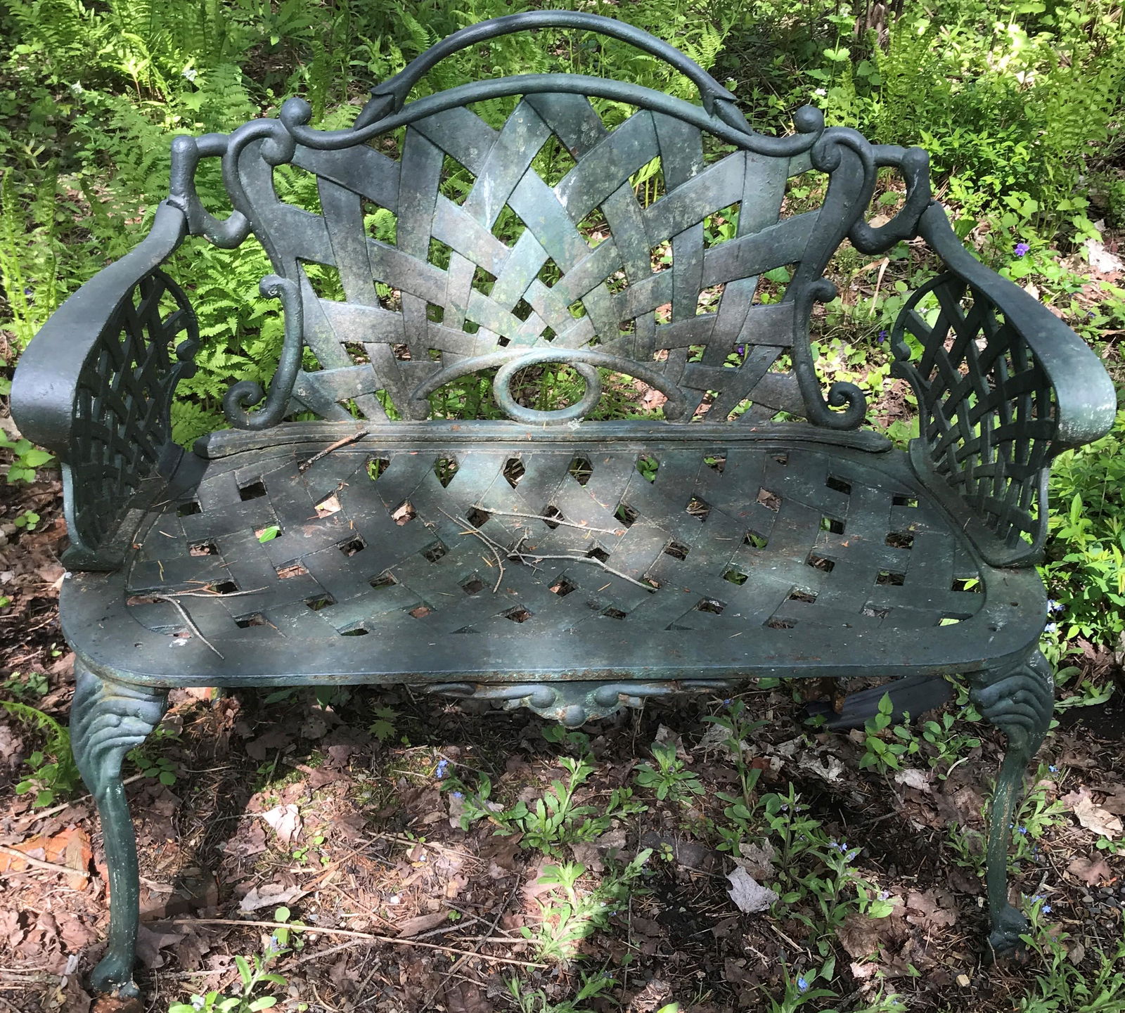 35.5" Turn of The Cent. Cast Iron Bench: 35.5" Turn of The Cent. Cast Iron Bench