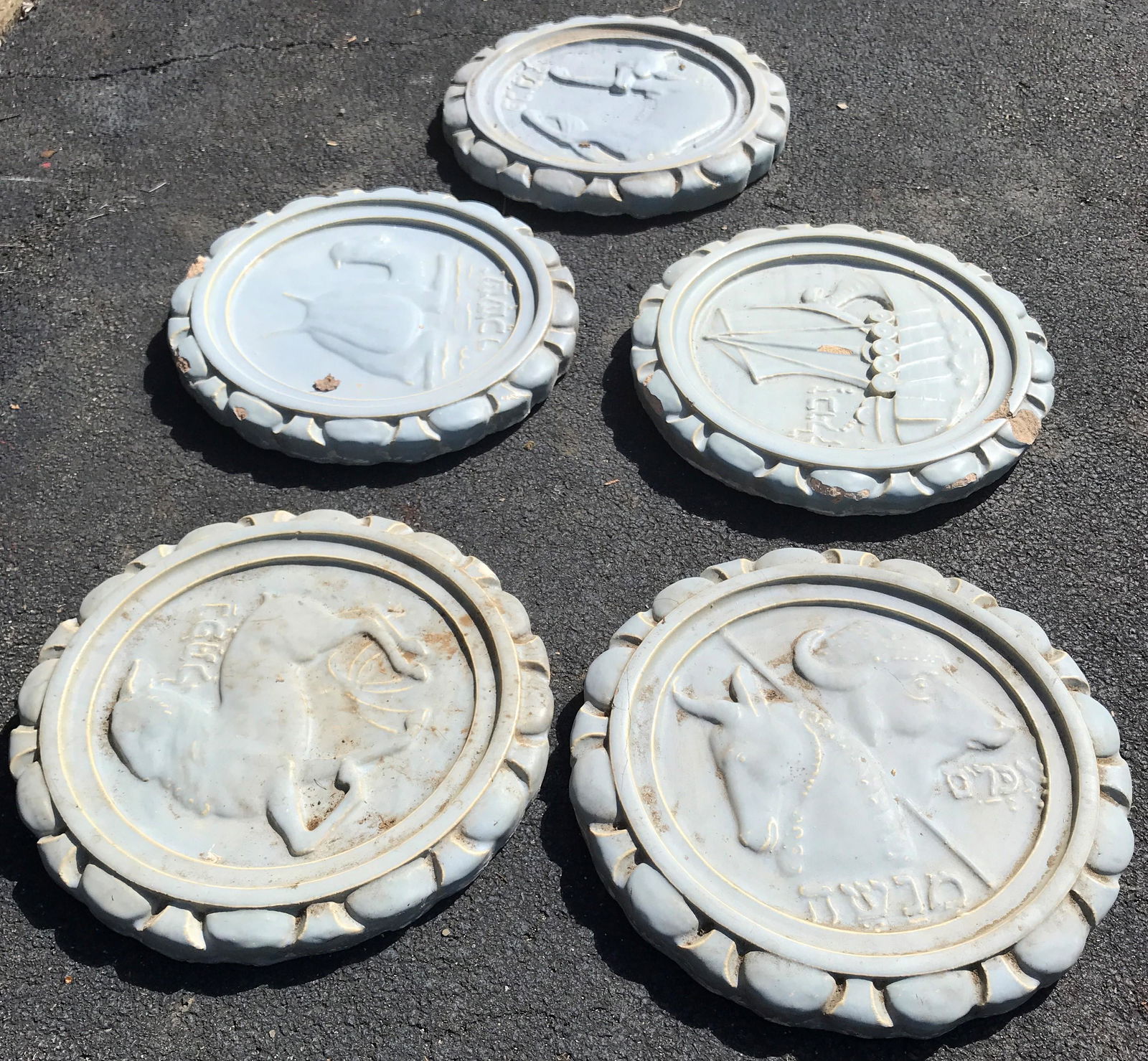 Five 20" Glazed Terra Cotta Zodiac Plaques (1 of 5)