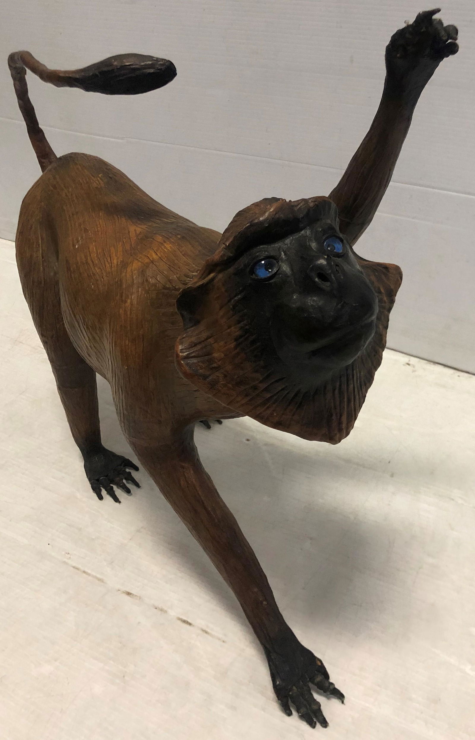 21" Carved Monkey with Glass Eyes (1 of 8)